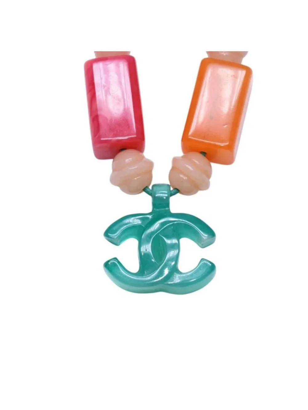 Chanel CC Logo Necklace Plastic Candy Color Multicolor Stone